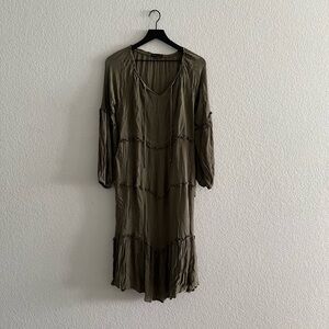 Olive Green Peasant Dress